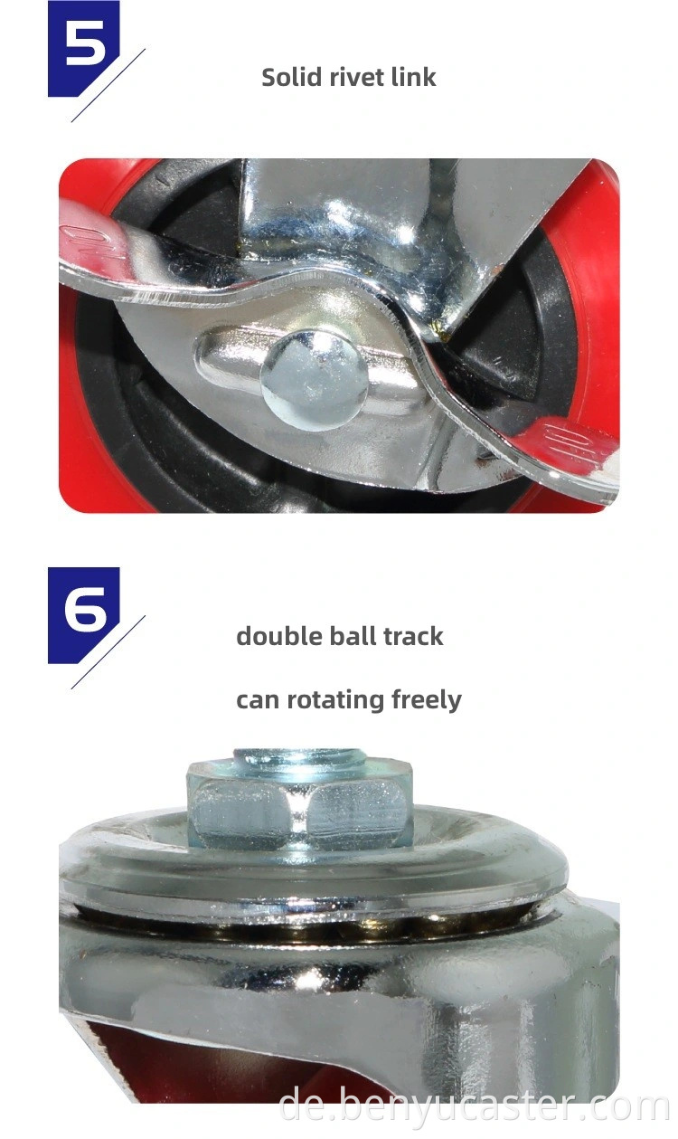 TPU Light Duty Patent Polyurethan Caster in Rot ohne Lager